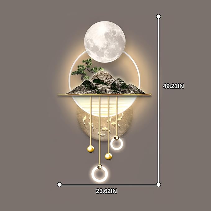 3D Wall Sculptures Painting Hanging Plug-in Power Supply Home Decor Wall 3D Wall Art Decoration - LED for Living Room, Office Bedroom, Hotel Decor(Stylle C,23.62 * 49.21)