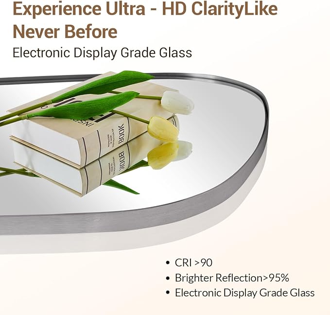 ANDY STAR Brushed Nickel Mirror, 22"x30" Silver Asymmetrical Wall Mirror for Bathroom, Unique Irregular Design with SUS304 Stainless Steel Metal Frame, Ideal for Bathroom, Bedroom, Entryway