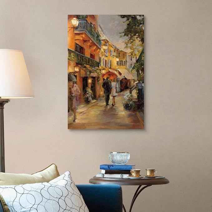 CANVAS ON DEMAND Evening in Paris Canvas Wall Art Print by Marilyn Hageman, Traditional, Home Decor, Street Scene Artwork, Nature Artwork, 24" x36in