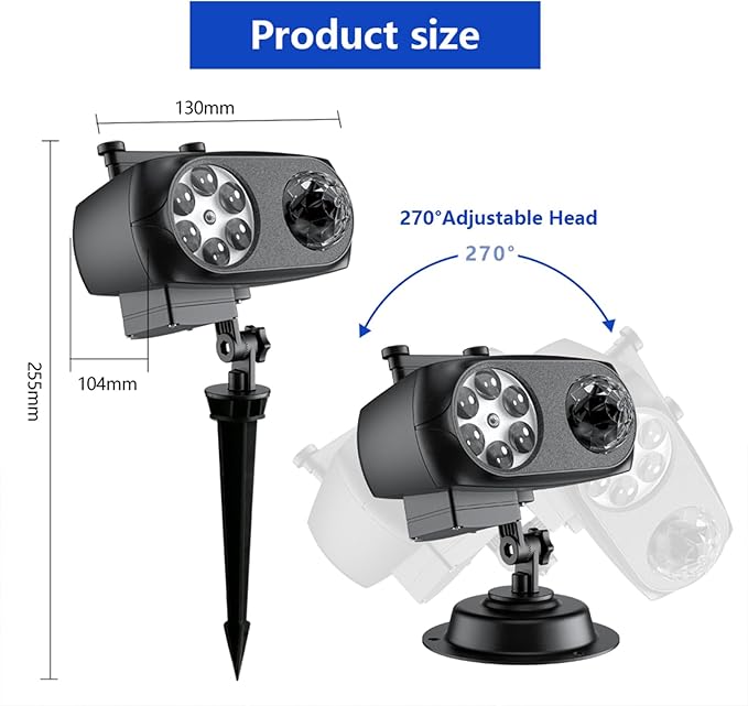 Christmas Light Projector Outdoor, RGBW Water Ripple with 10 Slides, 3D Moving Patterns, Remote Control Waterproof Christmas Projector Lights for Outdoor Yard House Garden Holiday Decorations