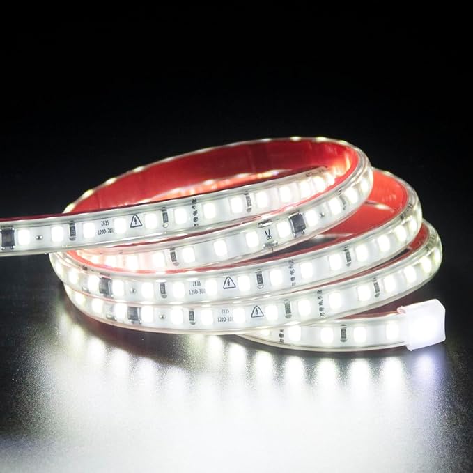 AC 110V LED Strip Lights 3 Meters Cold White LED Rope Lights 9.84FT Flexible LED Strips 120 LEDs/m SMD 2835 Bright LED Tape Light 6000K for Bedroom Kitchen Cabinet