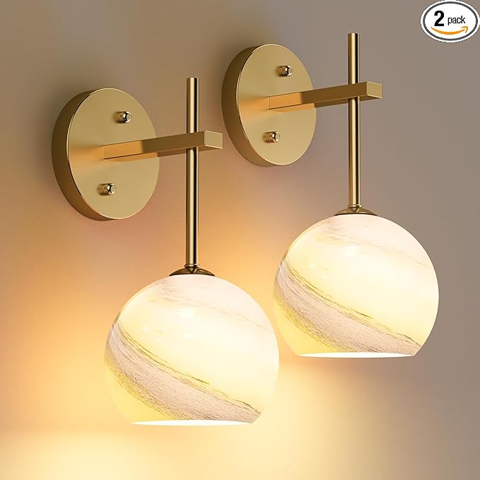 MOITA Wall Sconces Set of Two, Wireless Battery Operated Wall Decor with Remote, Sconces Wall Lighting with Glass Shade, Upward and Downward Installation, 12 RGB Colors and 3 CCT Options