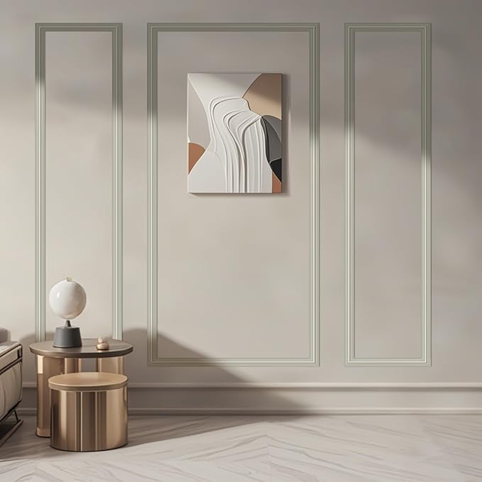 Art3dwallpanels Pre-Cut Wall Molding Set of 3 pcs, Ready-to-Assemble Wainscoting Panels for Interior Wall Décor Living Room Bedroom Accent Wall - Installed with Glue, 3 Frames