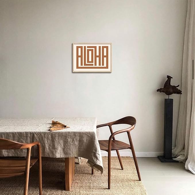 KISSFOX Western Wood Framed Wall Art Decor Aloha Modern Farmhouse Pictures Paintings Wall Decor Mid Century Southwest Canvas Art Prints Typography Artwork For Bedroom Kitchen Office Living Room