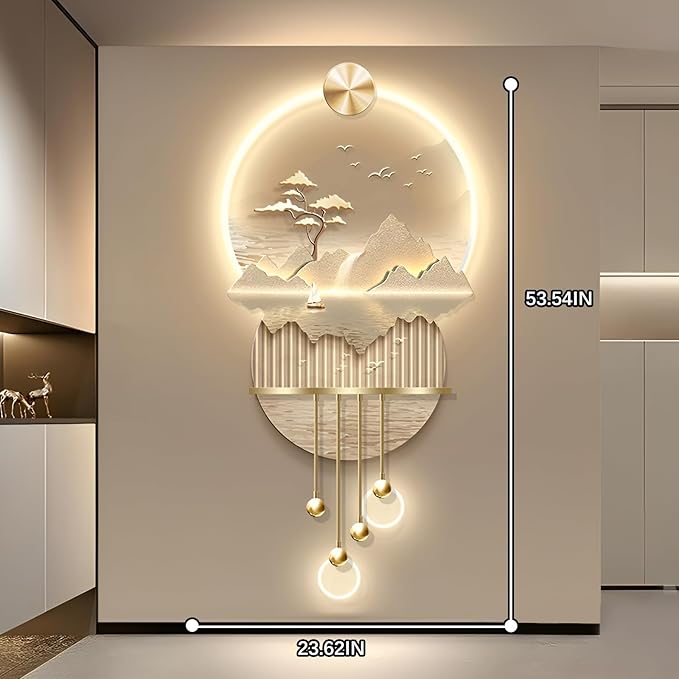 Bonsai 3D LED Wall Art Light Wall Sculpture Painting Decoration Art Modern Wall Hanging Painting for Living Room Entrance Corridor Decorative Wall Mounted Lamp(Stylle C)