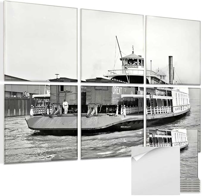 Acoustic Wall Panel 6 Pack, 23.6"x23.6"Decorative Art Soundproof Panel, Sound Absorb Self-Adhesive Panel, Acoustic Treatment for Studio, Home Theater, Office (Carrier at New Orleans 1910)