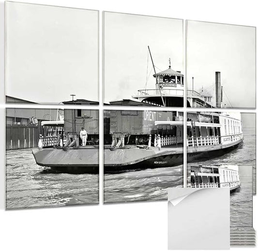 Acoustic Wall Panel 6 Pack, 23.6"x23.6"Decorative Art Soundproof Panel, Sound Absorb Self-Adhesive Panel, Acoustic Treatment for Studio, Home Theater, Office (Carrier at New Orleans 1910)