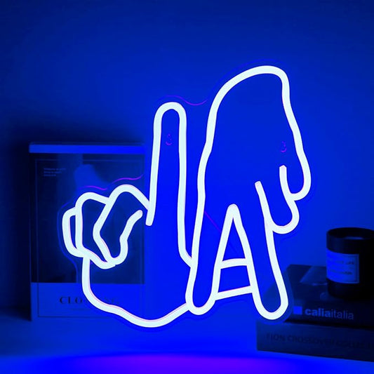 LA Baseball Neon Sign Dimmable Los Angeles Blue Gesture Neon Sign Baseball Team Neon Lights for Man Cave Garage Bar Party Dorm Game Room Wall Decor for Baseball Fans