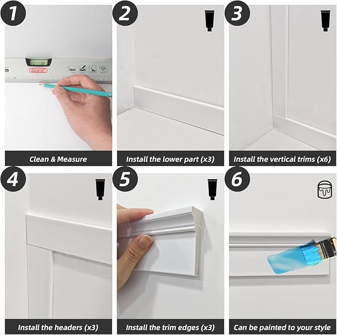 Art3dwallpanels White Primed Wainscoting Kit Premade Board and Batten Paintable Molding Trim Covers 120 x 43.5 Inch Accent Wall Panel for Kitchen Bedroom Living Room Home Decor with Edge Strip