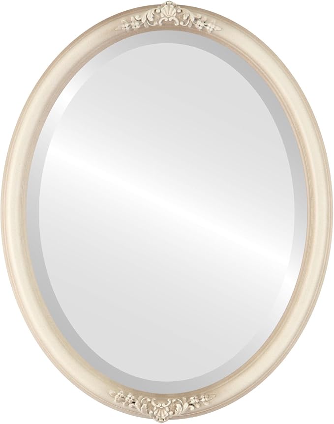 OVALCREST Oval Beveled Wall Mirror for Home Decor - Contessa Style - Taupe - 26" x 22"