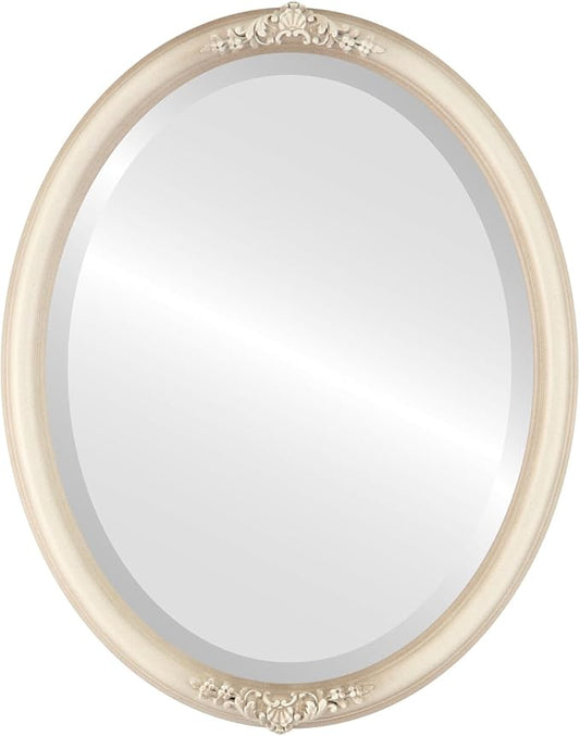 OVALCREST Oval Beveled Wall Mirror for Home Decor - Contessa Style - Taupe - 22" x 18"