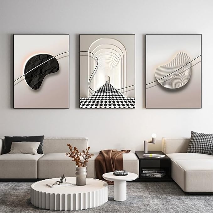 ARTFEB Large Framed Wall Art Set, Black and White Canvas Art Wall Decor, Abstract Nature Wall Pictures Prints, Modern Paintings Wall Art for Living Room, Bedroom, Home Office