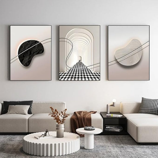 ARTFEB Large Framed Wall Art Set, Black and White Canvas Art Wall Decor, Abstract Nature Wall Pictures Prints, Modern Paintings Wall Art for Living Room, Bedroom, Home Office
