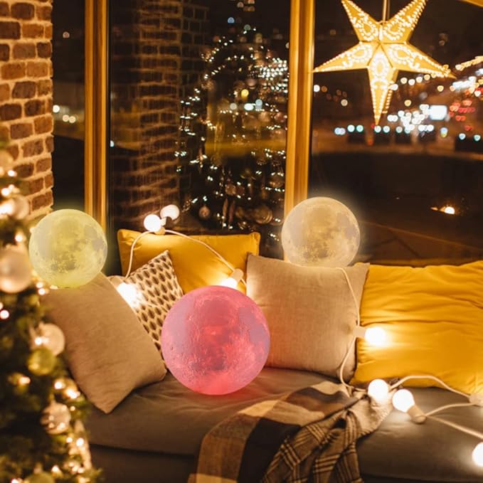 LOGROTATE Moon Lamp, 3D Printing LED 16 Colors Moon Light, Decorative Lights Night Light with Remote&Touch Control and Adjustable Brightness&USB Recharge for Kids Lovers Birthday Gift (6.0 inch)