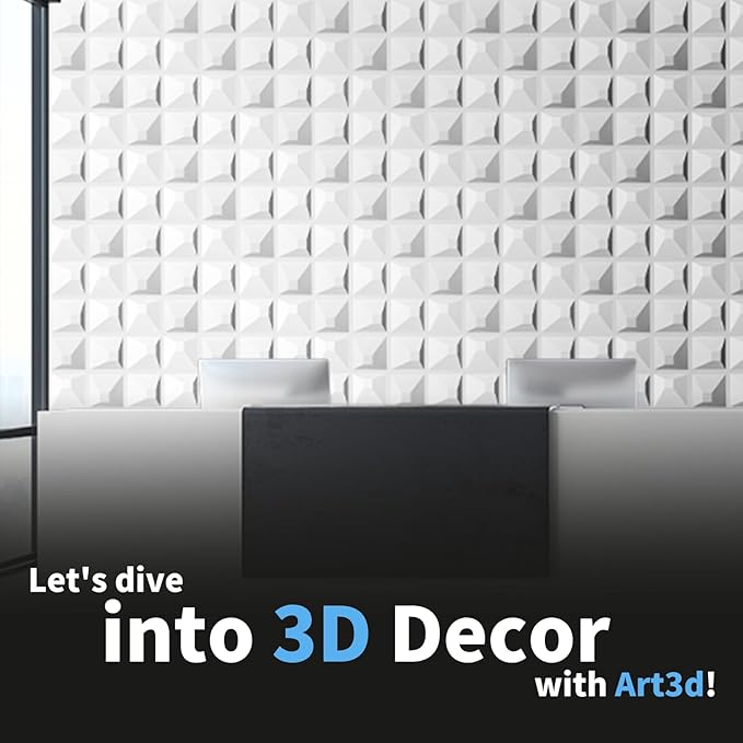 Art3d Decorative 3D Wall Panel, 32 Sq.FT PVC Interior Wall Decor for Living Room, Bedroom, Lobby, Office, Shopping Mall, White