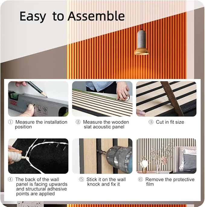 4PCS 3D Acoustic Slat Wall Panels Circle Design Fluted Textured Panel for Interior Wall Decor 118"x6" (Orange)