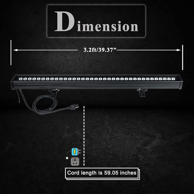 Wall Washer LED Lights,108W RGBW Color Changing LED Strip Lights with RF Remote,120V, 3.2ft/40 "Linear RGB LED Lights Bar for Outdoor/Indoor Lighting Projects Carnival Party Stage Bar Decor