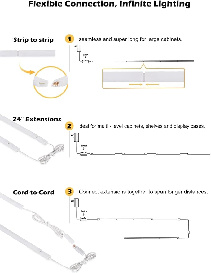 LED Under Cabinet Lighting 6-Pack 12 inch Seamlessly Linkable Strip Light Bars for Cabinet, Kitchen, Shelf, Workbench, Cupboard Lighting, 1200 Lumen (Warm White 3000K)