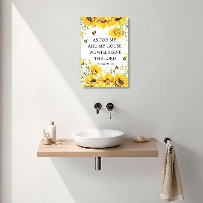 Christian Sunflower Scripture Canvas Wall Art Motivational Flowers Bible Verse Wall Decor Picture Inspirational Bible Quotes Artwork God Psalm Religious Faith Art Painting Print Decoration for Living Room Bedroom Church Framed Gifts 16”X24”