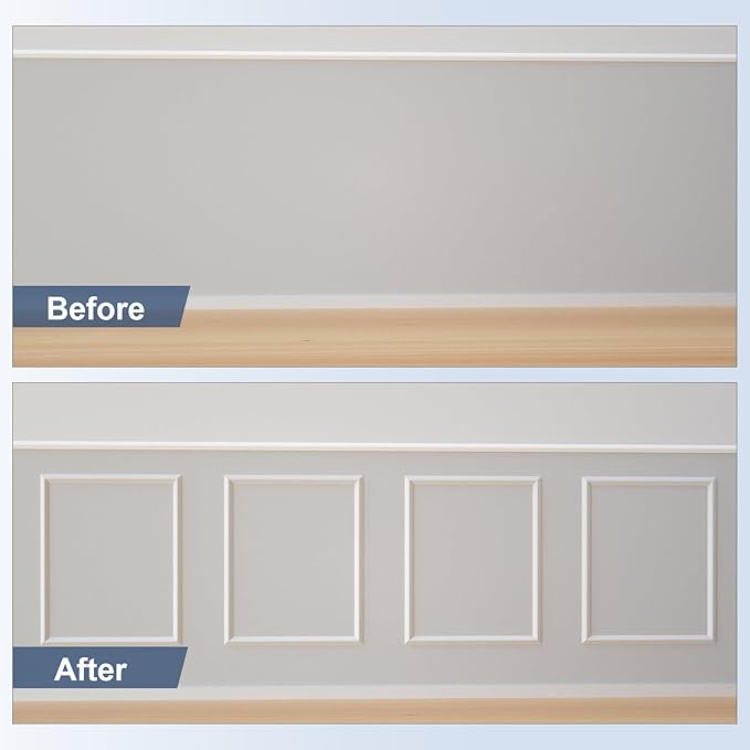 NeatiEase 4 Set Peel and Stick Wall Molding Trim Kit, 16" x20" Premade Wainscoting Panels, Self Adhesive Moulding Panel for Interior Walls Picture Frame