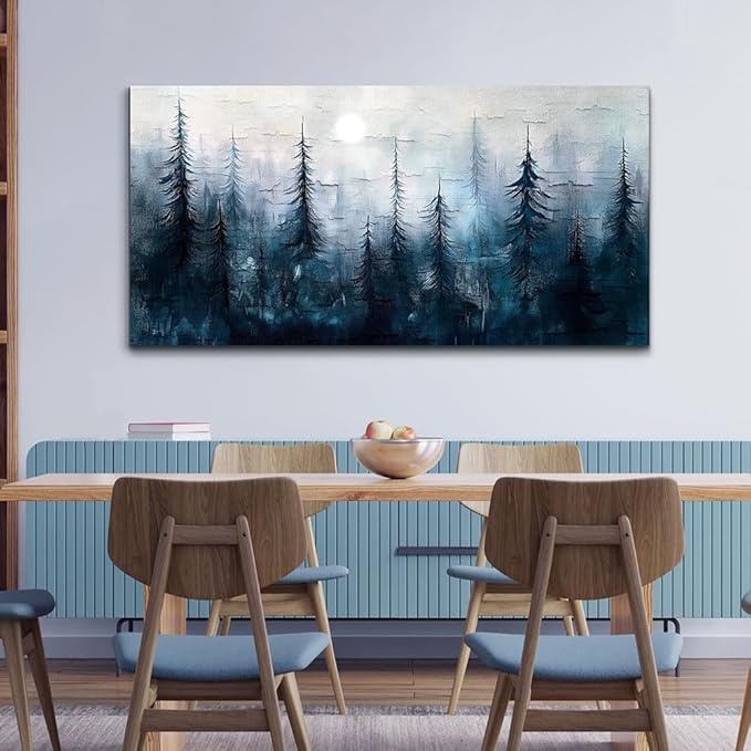 KELIYUAN Canvas Wall Art For Living Room Bedroom Wall Decor For Office Room Hallway Decoration Mural Modern Abstract Foggy Forest Landscape Prints Artwork Pictures Ready To Hang Home Decor 20x40 In