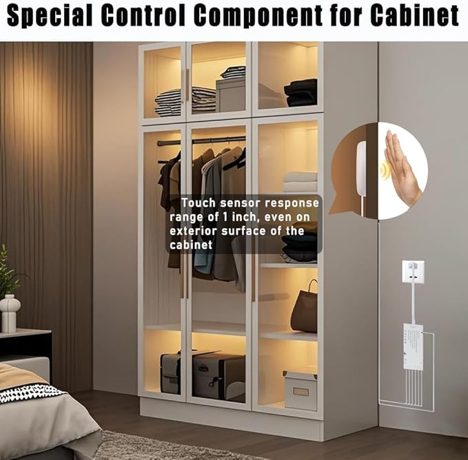 12" V-Shape Diffused LED Strip Light Bars Kit,Aluminum Channel Lights with Touch Sensor for Under Cabinet,Gun Safe,Closet,Under Counter,Book Shelf,Display Showcase,6000K White,6Pack