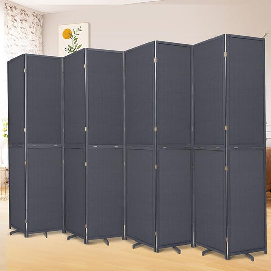 Bamboo Room Divider 8 Panel Wall Divider, 142'' W x 67'' H Folding Design with Extra Stable Base, 100% Bamboo Room Divider Screen for Room Separation, Chinese Room Partitions and Dividers Freestanding