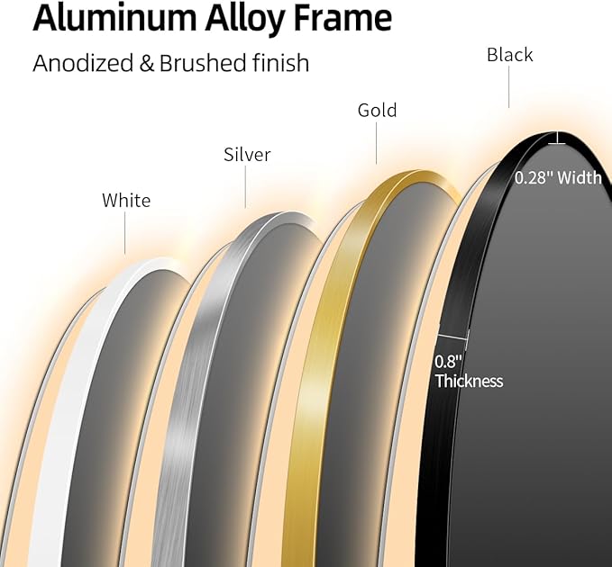 36 x 24 Arched LED Bathroom Mirror, Brushed Gold Framed, Backlit Vanity Mirror with Lights, Wall Mounted Lighted Mirror, Dimmable 3-Color Shatter-Proof Arch Smart Mirror, UL-Listed, CRI≥93