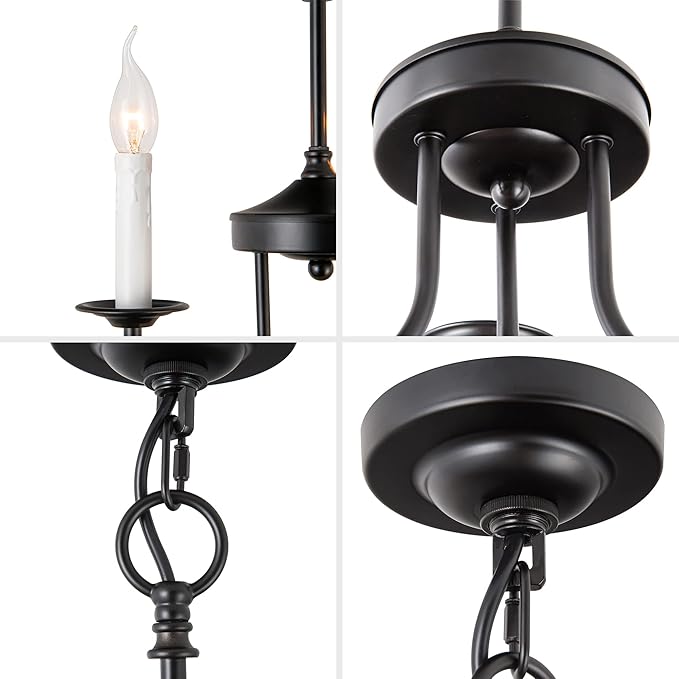 3 Lights Farmhouse Candle Style Chandelier, Rustic Ceiling Pendant Light Fixture for Entryway and Dining Room Kitchen Island