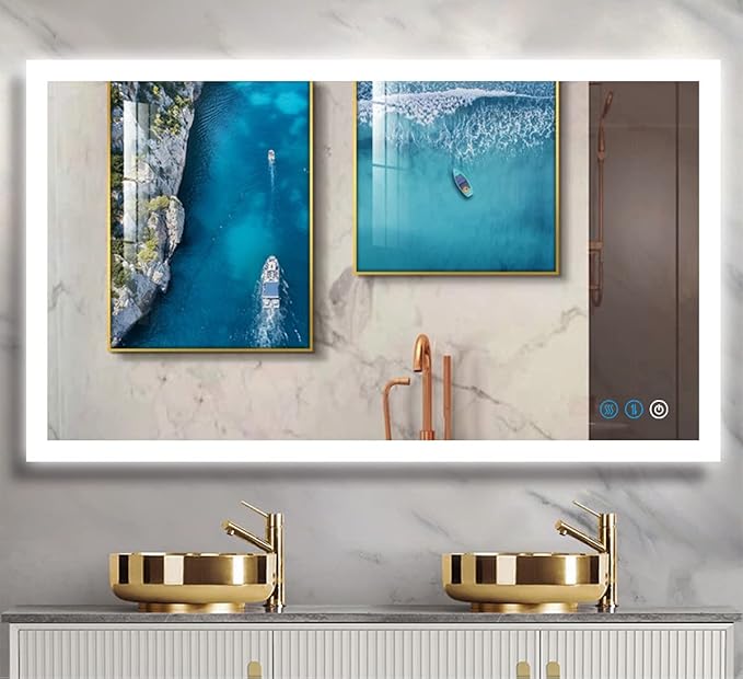 48x30 Inch Backlit Lighted LED Mirror for Bathroom Wall 48 Inch LED Bathroom Vanity Mirror with Lights Bathroom LED Vanity Mirror Antifog 3 Color Dimmable Backlit Light up Smart LED Mirrors