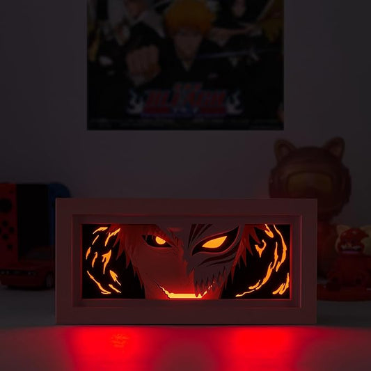 Anime LED Light Box, Manga Shadow Box Frame, Paper Cut, Table Lamp for Anime Enthusiasts, RGB Multi Color, Night Light for Room Decor, Unique Anime Desk Decor (Ichigo)