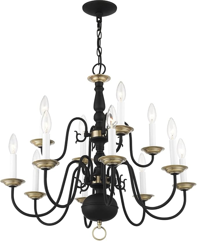 Livex Lighting 5012-04 Williamsburgh 12 Light Black Chandelier