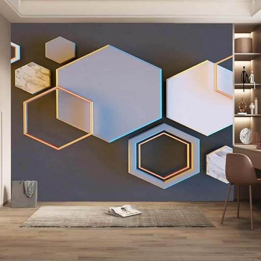 Colorblock Geometry Wall Mural, Marble Photos Peel and Stick 3D Art Decals Wallpaper Sticker Home Decor for Restaurant Hotels Modern Bedroom Home Decoration,59" W x39.4 H