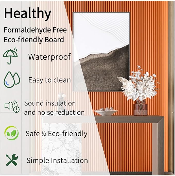 2PCS 3D Acoustic Slat Wall Panels Circle Design Fluted Textured Panel for Interior Wall Decor 118"x6" (Orange)