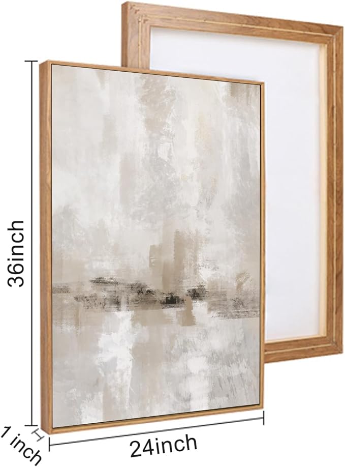 Ausril Abstract Neutral Textured Framed Canvas Wall Art Set, Modern Beige Wall Decor, Minimalist Brown Grunge Wall Painting, Black and White Art Print for Living Room, Bedroom, Office 24"×36"×3