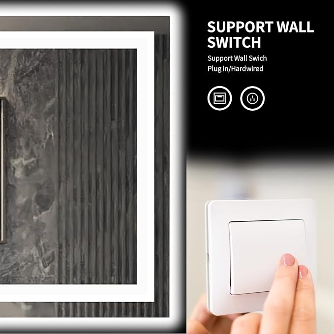 LOAAO 96X36 LED Bathroom Mirror with Lights, Anti-Fog, Dimmable, Backlit + Front Lit, Lighted Bathroom Vanity Mirror for Wall, Memory Function, Tempered Glass, Shatter-Proof, ETL Listed