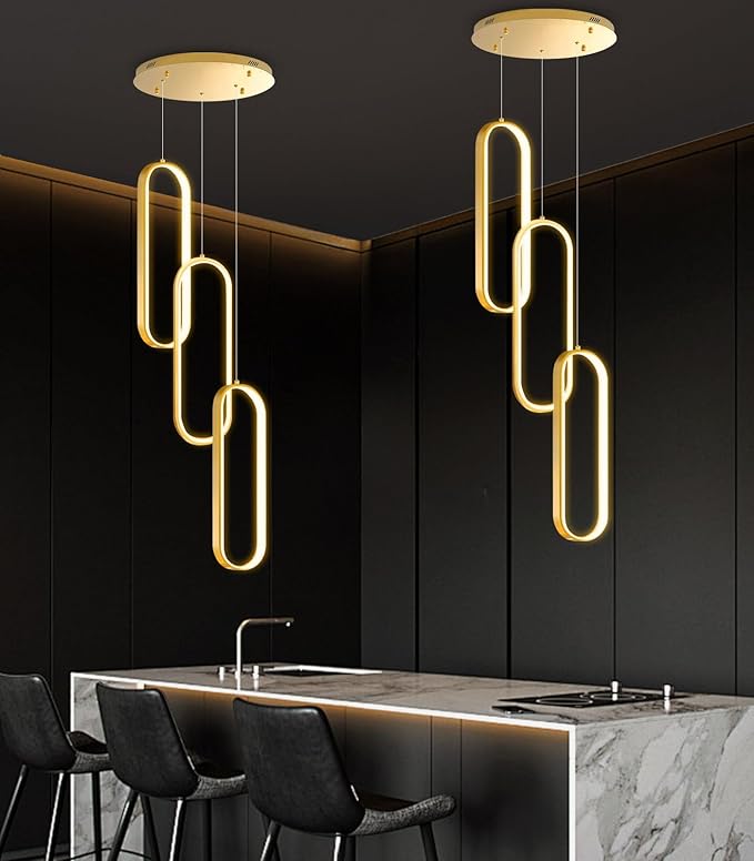 Modern Ring Chandelier LED Dimmable Ceiling Light for Kitchen Island Living Room Staircaes Dining Room Gold