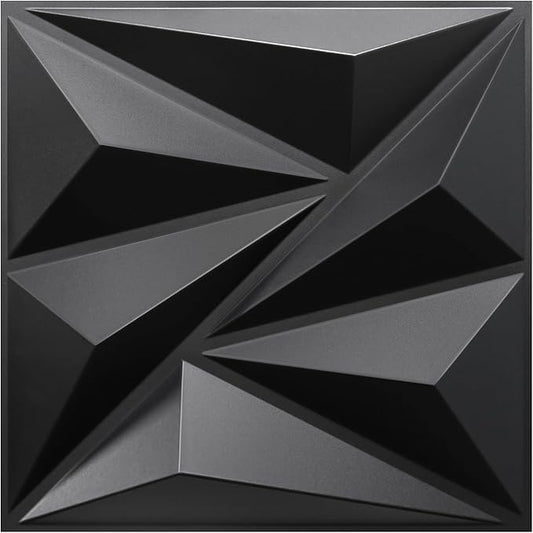 STICKGOO 3D Wall Panels for Interior Wall Decor, Black Diamond Design Accent Wall Panels, 12''x12'' Modern Decorative Wall Panels for Living Room, Lobby, Office, 33 Pack
