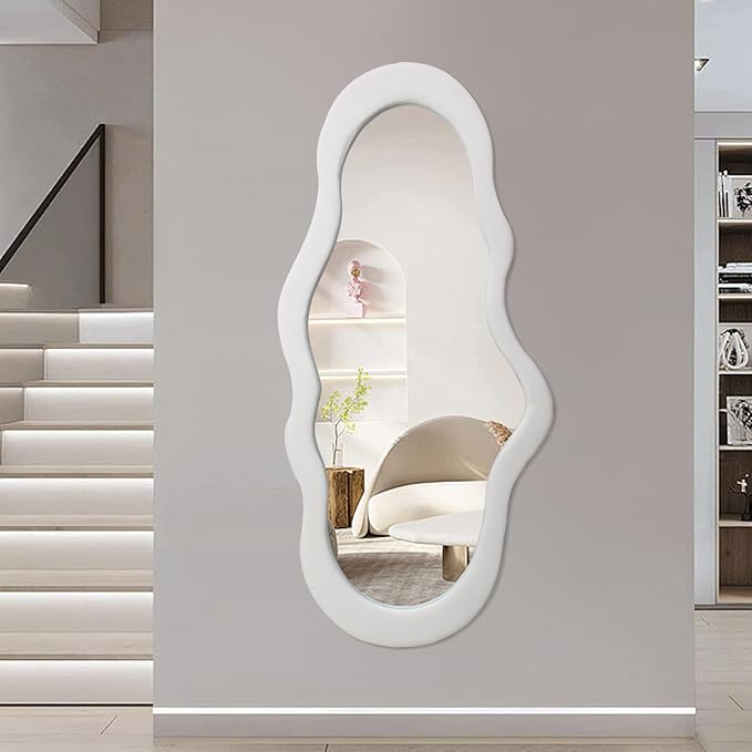 BST FURNH Small Cloud Mirror - Unique 44x21 Inch Full Length Wall Mounted Tall Mirror for Bedroom, Bathroom, Living Room