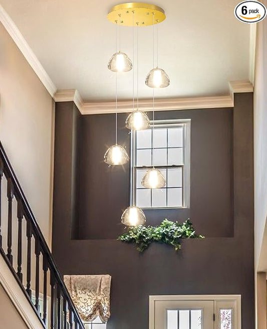 Mini Crystal Chandeliers for Kitchen Island 6-Lights LED Pendant Light for Dining Room Bedroom Foyer Entryway Warm Light 3000K Bulb Included