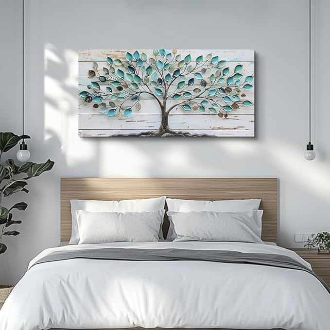 MHARTK66 Canvas Wall Art Colorful Trees Large Paintings For Living Room Abstract Wall Decor Bedroom Farmhouse Artwork For Office Blue Landscape Watercolor Pictures Rustic Wall Hanging Decor 20x40
