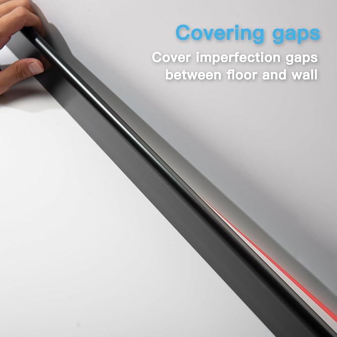 Art3d Wall Baseboard Molding Trim 8-Pack of 56 x 2.6 in., High Impact Polystyrene Skirting Board - Installed with Glue - Black