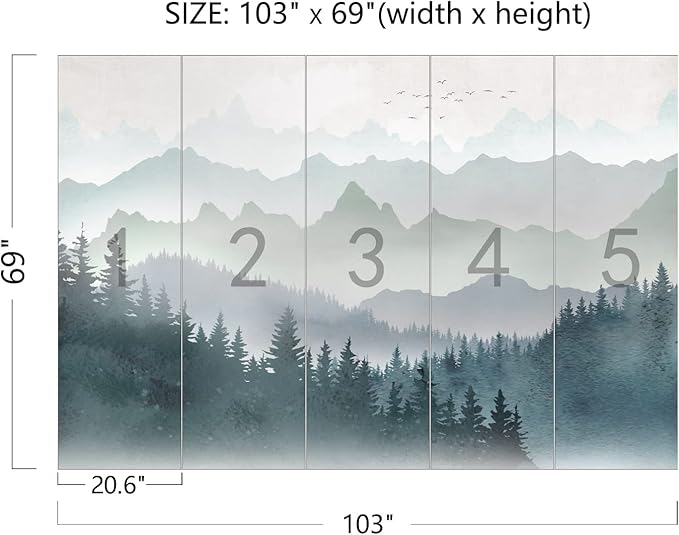 Cliouar-Mountain Peaks Woods Bedroom Living Room Decoration Mural Wallpaper 103" x 69"(Not Self-Adhesive)