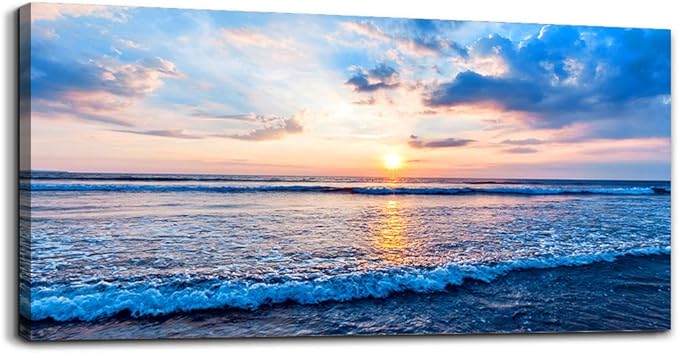 Canvas Wall Art for living room blue beach ocean sea waves landscape Wall Decor Ready to Hang Home Decorations bedroom kitchen bathroom inspirational Canvas prints posters painting wall mural Artwork