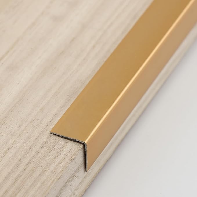 Aluminum Corner Guards, Peel and Stick L-Shaped Molding Trim for Wall Table Door Frame Protection and Decoration (Matte Gold, 3Pcs x 2.9ft x 0.8in)