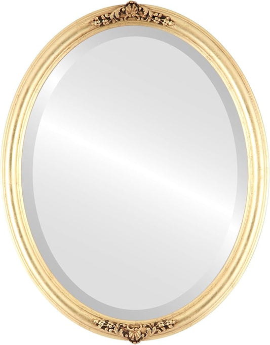 OVALCREST Oval Beveled Wall Mirror for Home Decor - Contessa Style - Gold Leaf - 22" x 18"