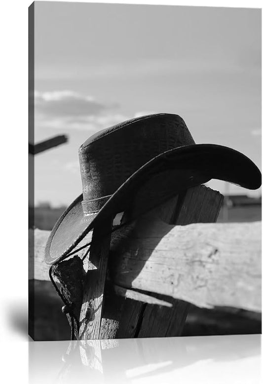 Cowboy Hats on The Ranch Pictures Wall Art for Bedroom Living Room Office Home Decortion Prints Framed(12L" x 16W")