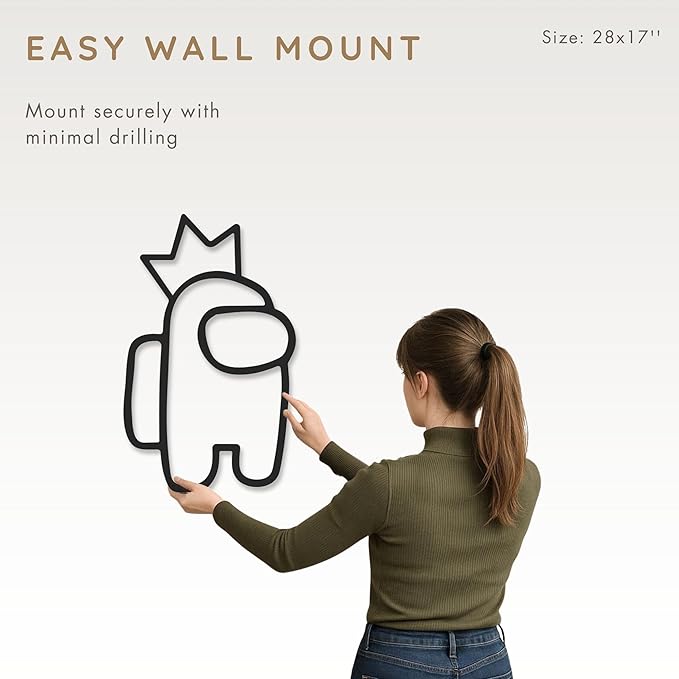 Wita Home Among Us Crowned LED Metal Wall Art, Neon Style Light Sculpture for Kids Room or Gaming Setup, Colorful Backlit Decor for Bedroom, Playroom, or Game Room (28x17 inches)