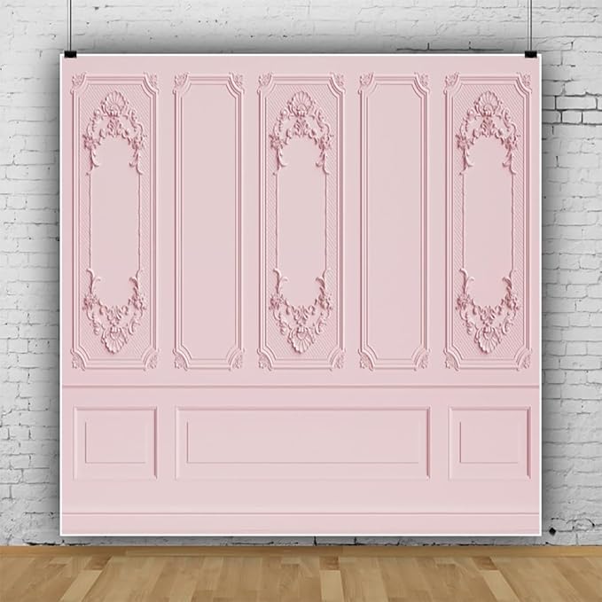 Leyiyi 10x10ft Light Pink Vintage Room Inside Backdrop European Frame Modern House French Castle Cementery Wall Retro Style Photo Background Cowboy Kids Birthday Portrait Studio Props Vinyl Wallpaper