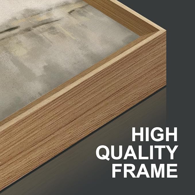 KAIRNE Large Neutral Gray Tan Framed Canvas Wall Art Set, Abstract Textured Wall Decor, Beige Minimalist Wall Pinting, Modern Illustrations Art Print for Living Room, Bedroom, Office -24"x36"x3